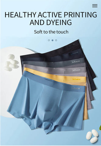 Men's 3-Pack Seamless Ice Silk Boxer Briefs: Breathable, Antibacterial Comfort