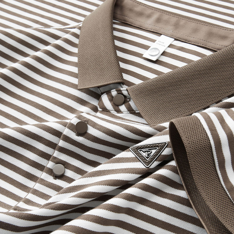 Vinatge Brown and white Striped Polo T-Shirt