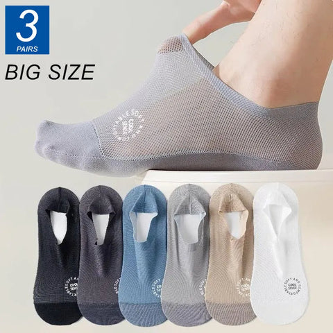 Men's 6-Pack Invisible Hollow Out Mesh Non-Slip Socks