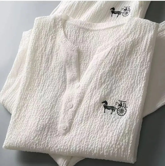 Embroidered Horse Carriage Shirt