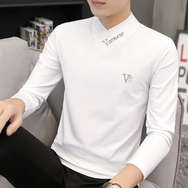 Elegance Embossed Long-Sleeve Polo