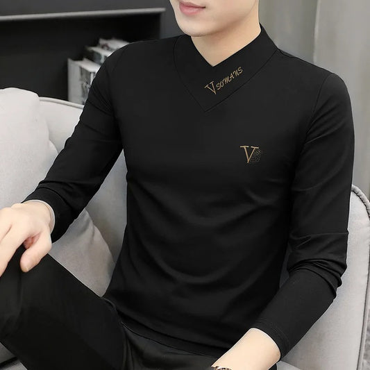 Elegance Embossed Long-Sleeve Polo