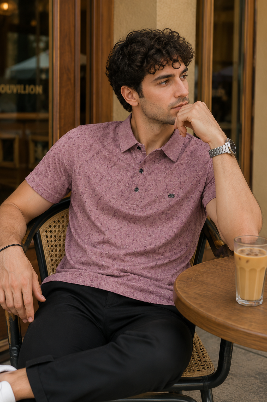 Men’s Teal Slim Fit Premium Textured Polo Collar T-Shirt