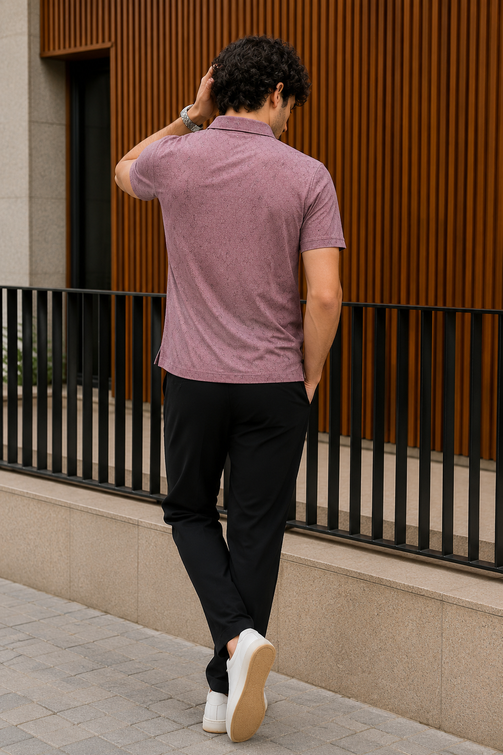 Men’s Teal Slim Fit Premium Textured Polo Collar T-Shirt