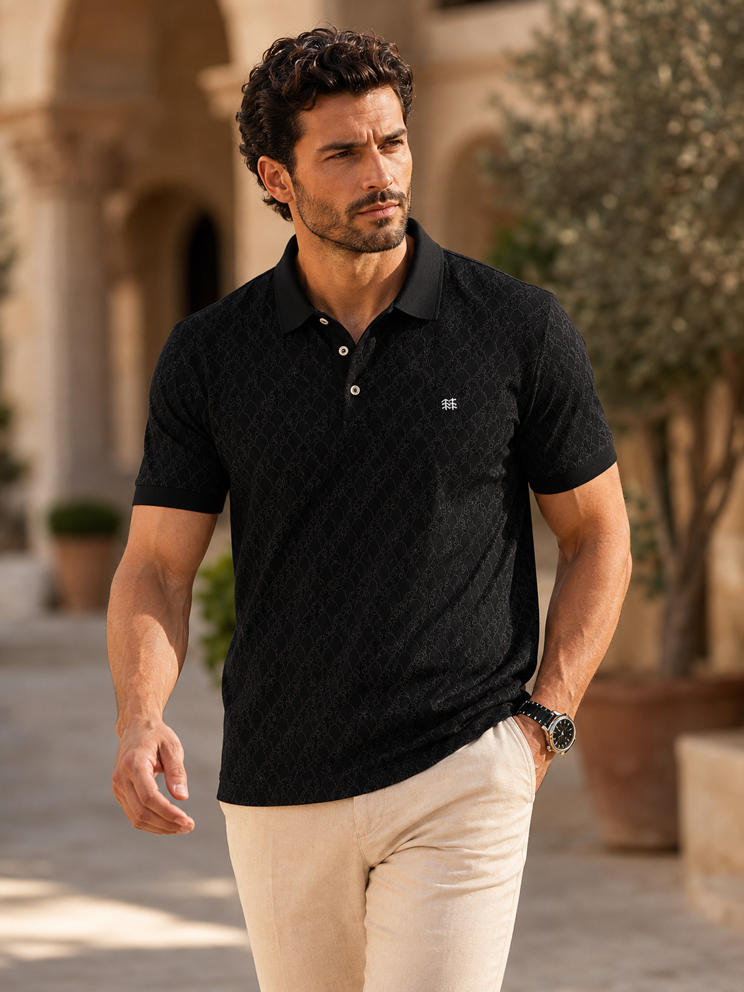 Men’s Teal Slim Fit Premium Textured Polo Collar T-Shirt