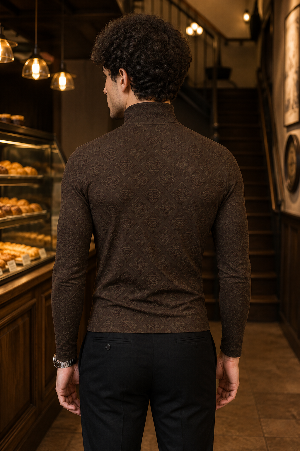 Obsidian Monogram High-Neck T-Shirt