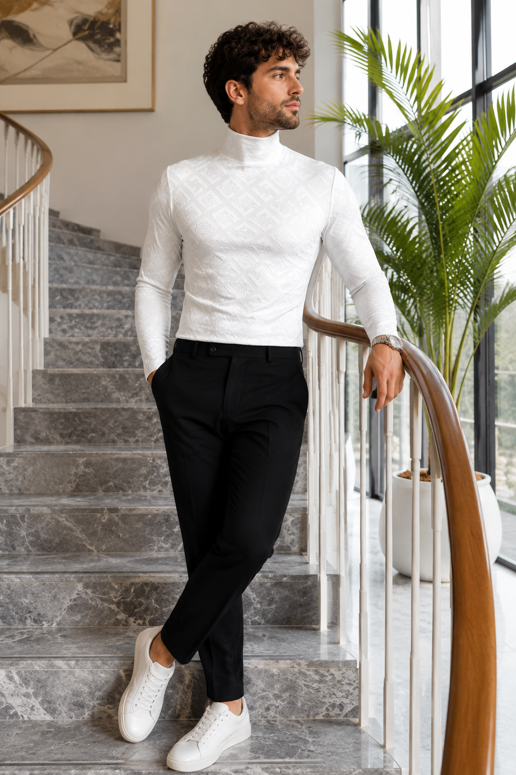 Obsidian Monogram High-Neck T-Shirt