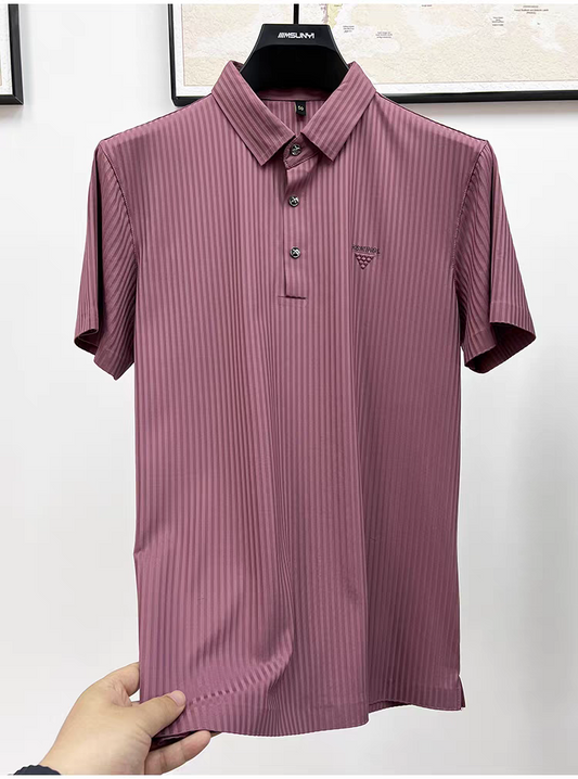 Opulent Stripe Crest Polo T-Shirt