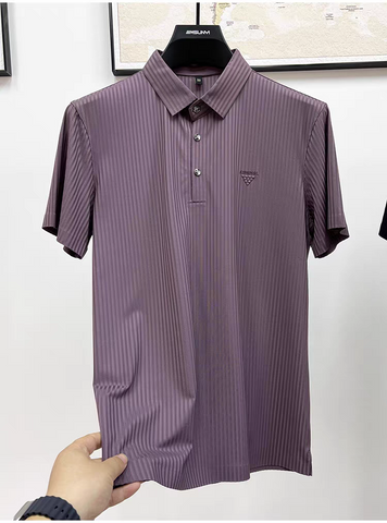 Opulent Stripe Crest Polo T-Shirt