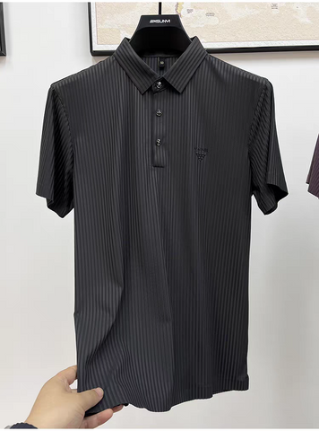 Opulent Stripe Crest Polo T-Shirt