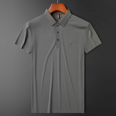 Elite Textured Triangle-Emblem Polo T-Shirt