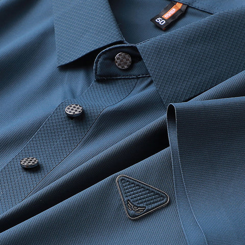 Elite Textured Triangle-Emblem Polo T-Shirt