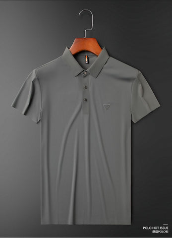 Elite Textured Triangle-Emblem Polo T-Shirt