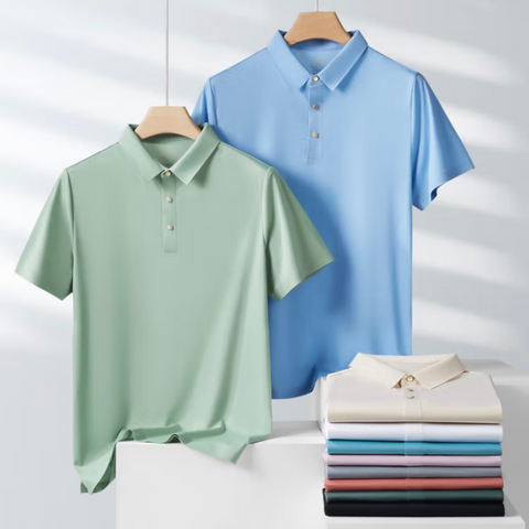 Men's Wrinkle Resistant Silk Polo T-Shirt