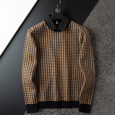 Vintage Checkmate Knit Polo Sweatshirt