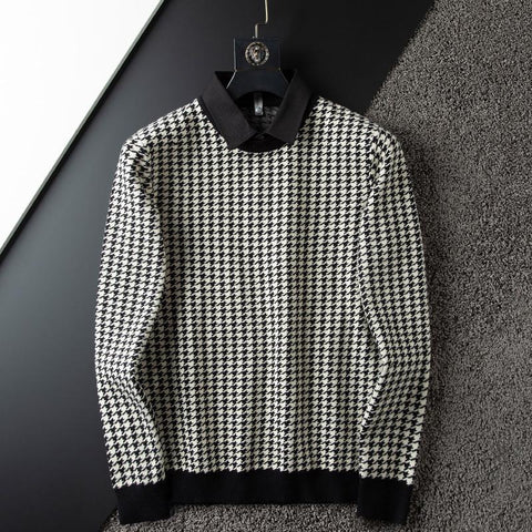 Vintage Checkmate Knit Polo Sweatshirt