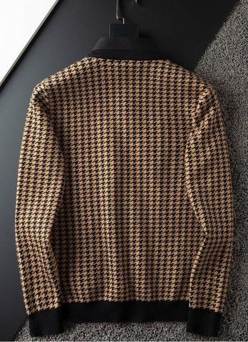 Vintage Checkmate Knit Polo Sweatshirt