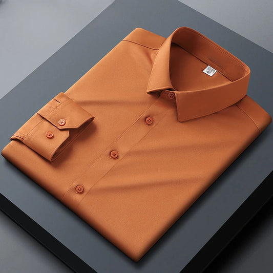 Orange Subtle Sheen Super Soft Premium Satin Cotton Shirt