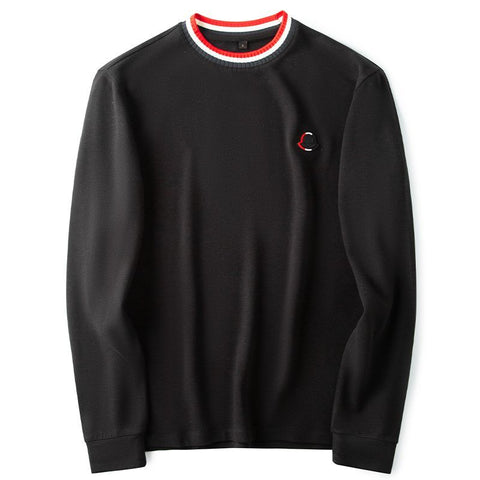 Eternal Sportive Stripe-Collar Embroidered Crewneck T-Shirt