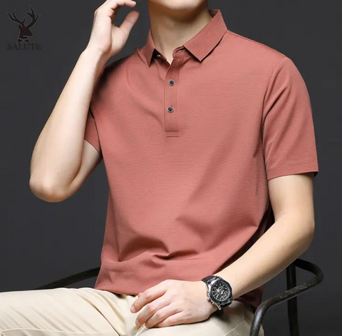 Men's Seamless Ice Silk Polo T-Shirt