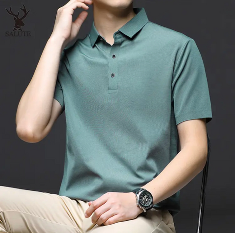 Men's Seamless Ice Silk Polo T-Shirt