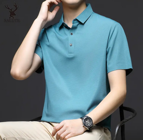 Men's Seamless Ice Silk Polo T-Shirt