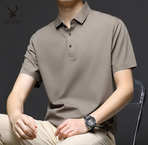 Men's Seamless Ice Silk Polo T-Shirt