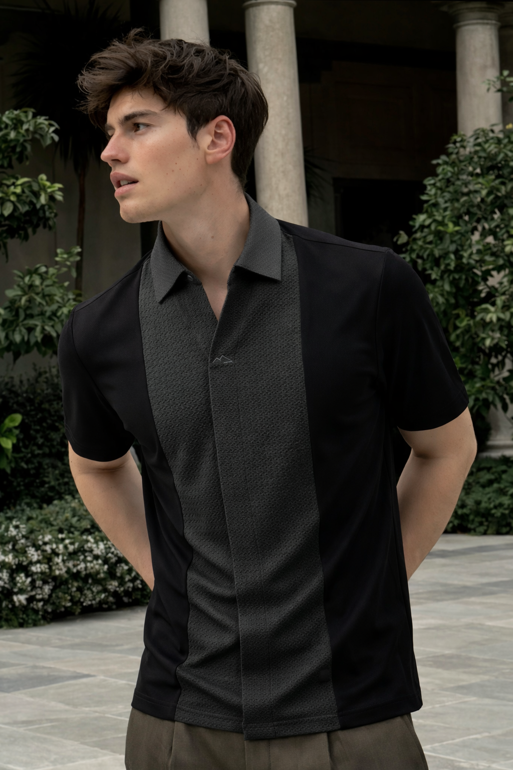 EmbossGrid Contrast Panel Polo T-Shirt – TenaxTees