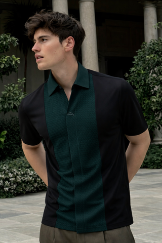 EmbossGrid Contrast Panel Polo T-Shirt
