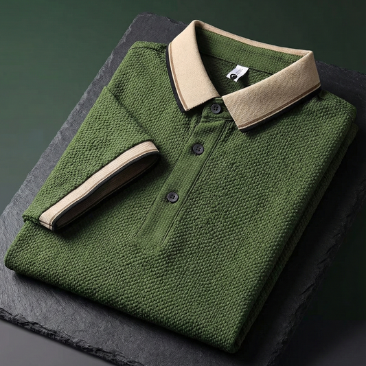 Verdant Crest Textura Polo T-Shirt
