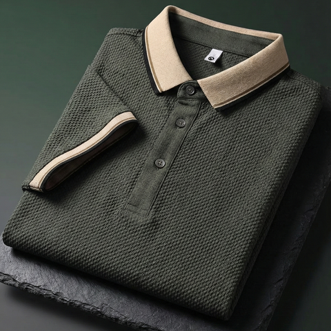 Verdant Crest Textura Polo T-Shirt