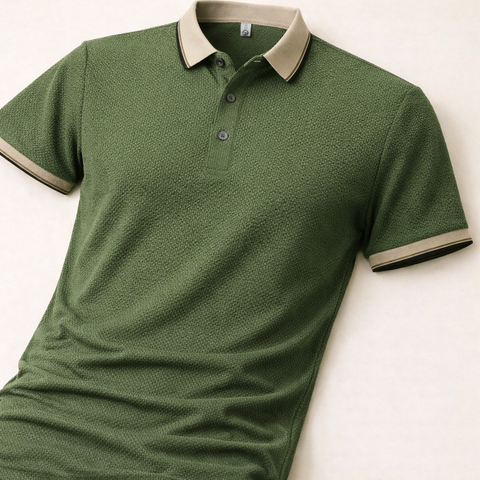 Verdant Crest Textura Polo T-Shirt