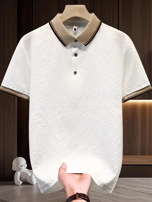 Verdant Crest Textura Polo T-Shirt