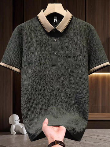 Verdant Crest Textura Polo T-Shirt