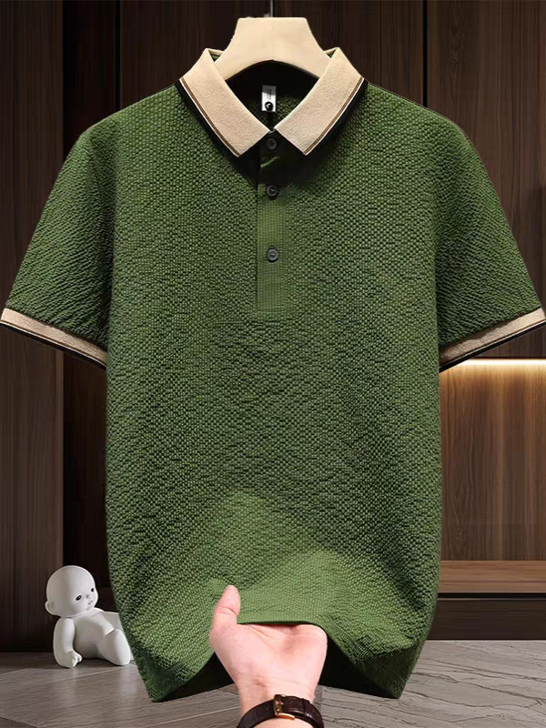 Verdant Crest Textura Polo T-Shirt