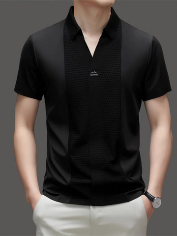 EmbossGrid Contrast Panel Polo T-Shirt