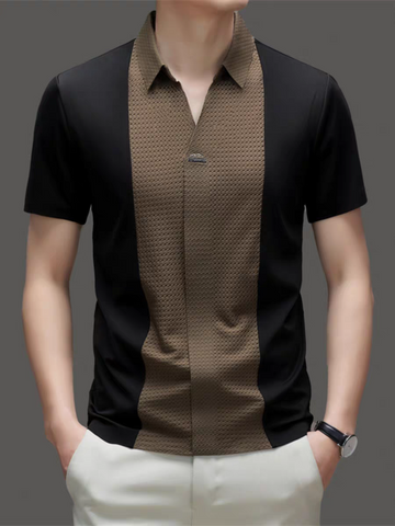 EmbossGrid Contrast Panel Polo T-Shirt