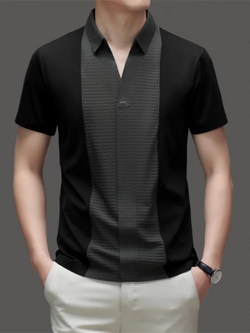 EmbossGrid Contrast Panel Polo T-Shirt