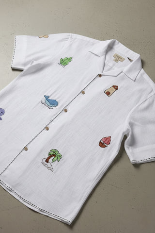 Seabreeze Odyssey Embroidery Handwork Linen Shirt – 100% Pure Linen
