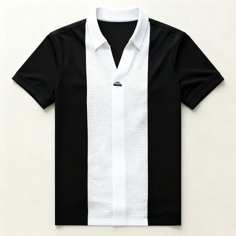 EmbossGrid Contrast Panel Polo T-Shirt