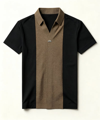 EmbossGrid Contrast Panel Polo T-Shirt