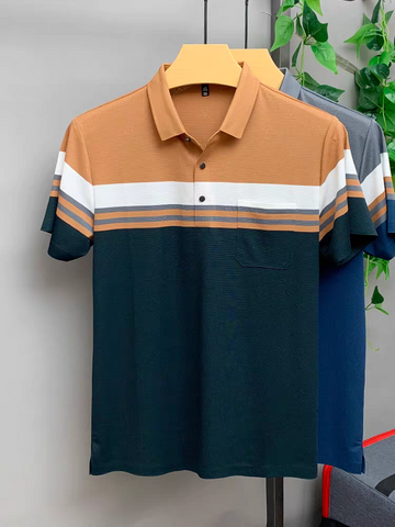 Terrafade Stripe Crest Polo T-Shirt