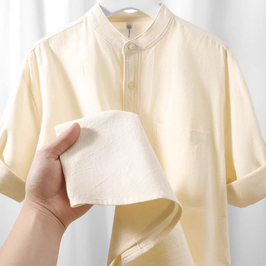 TerraWeave Textured Mandarin Collar Shirt