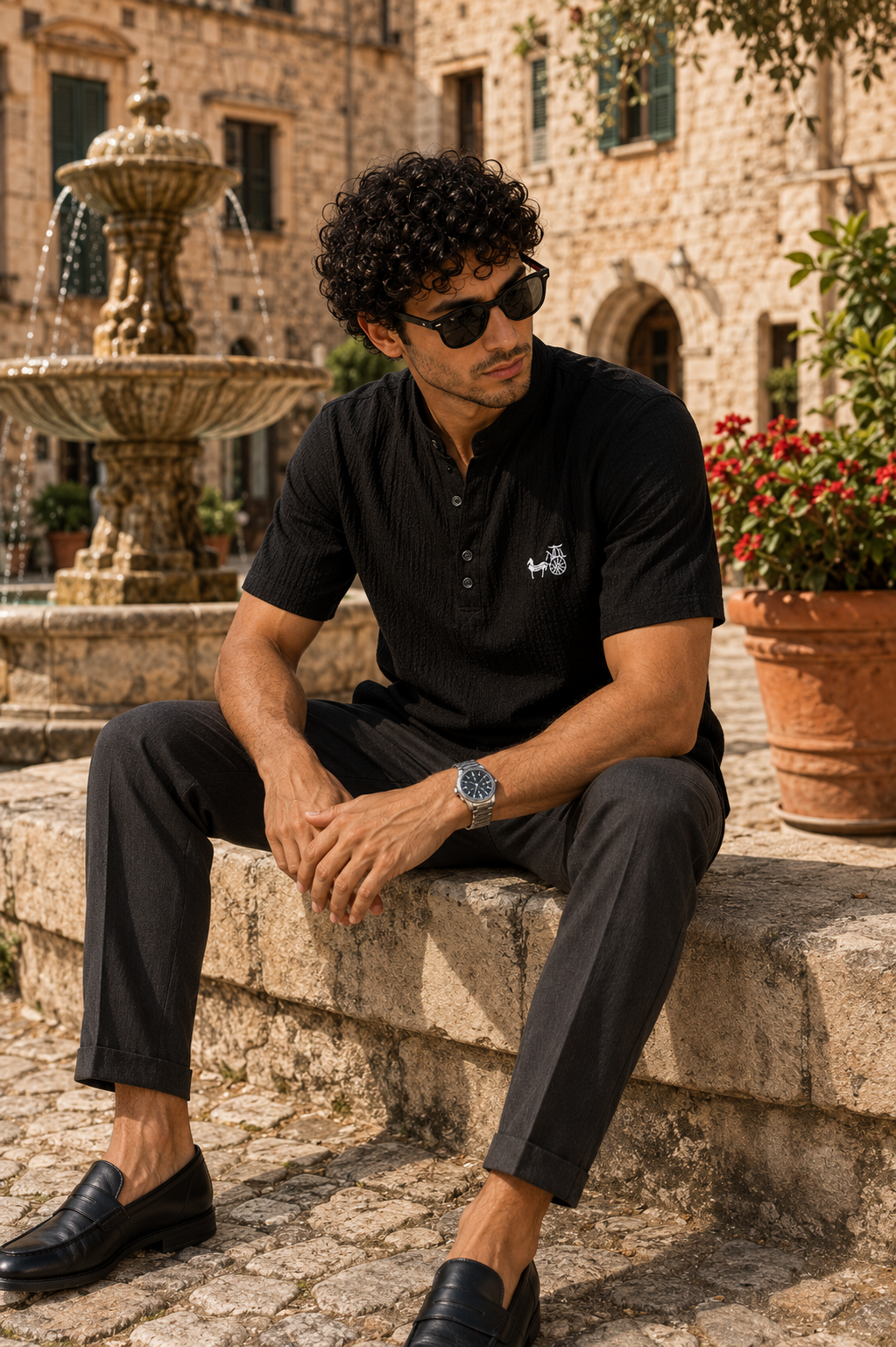 Embroidered Horse Carriage Shirt