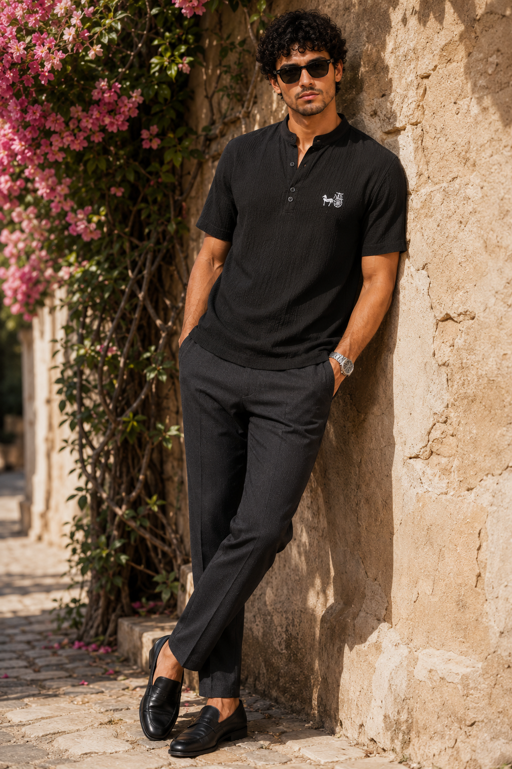 Embroidered Horse Carriage Shirt