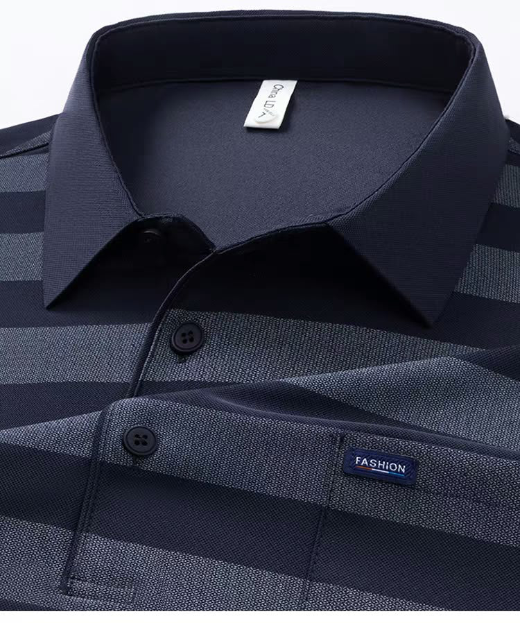 Men's Classic Horizontal Striped Polo T-Shirt