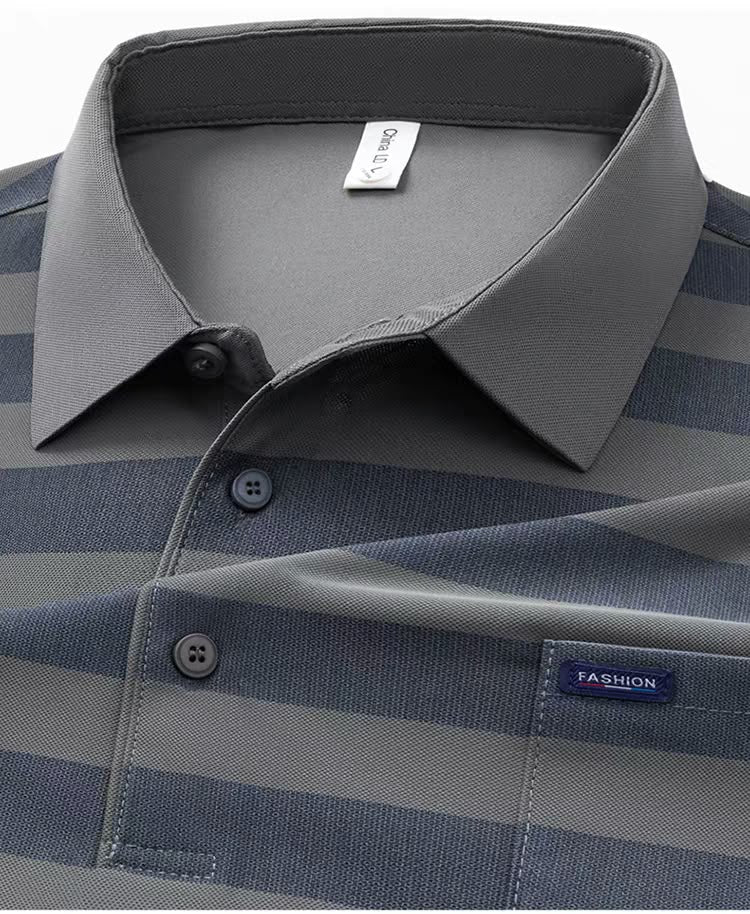 Men's Classic Horizontal Striped Polo T-Shirt