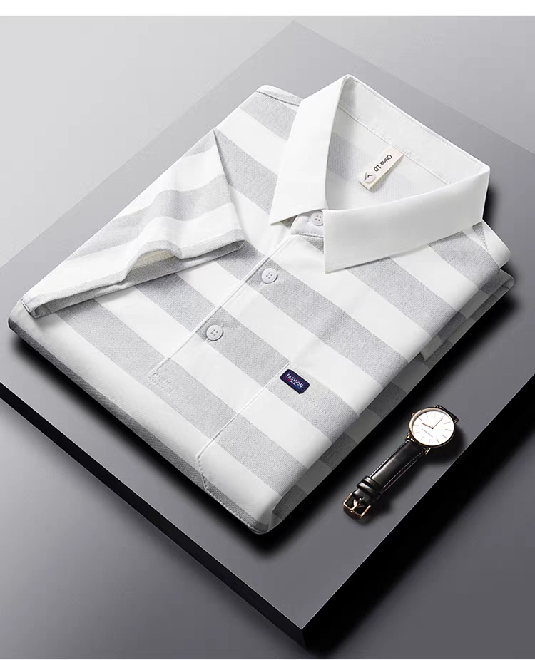 Men's Classic Horizontal Striped Polo T-Shirt