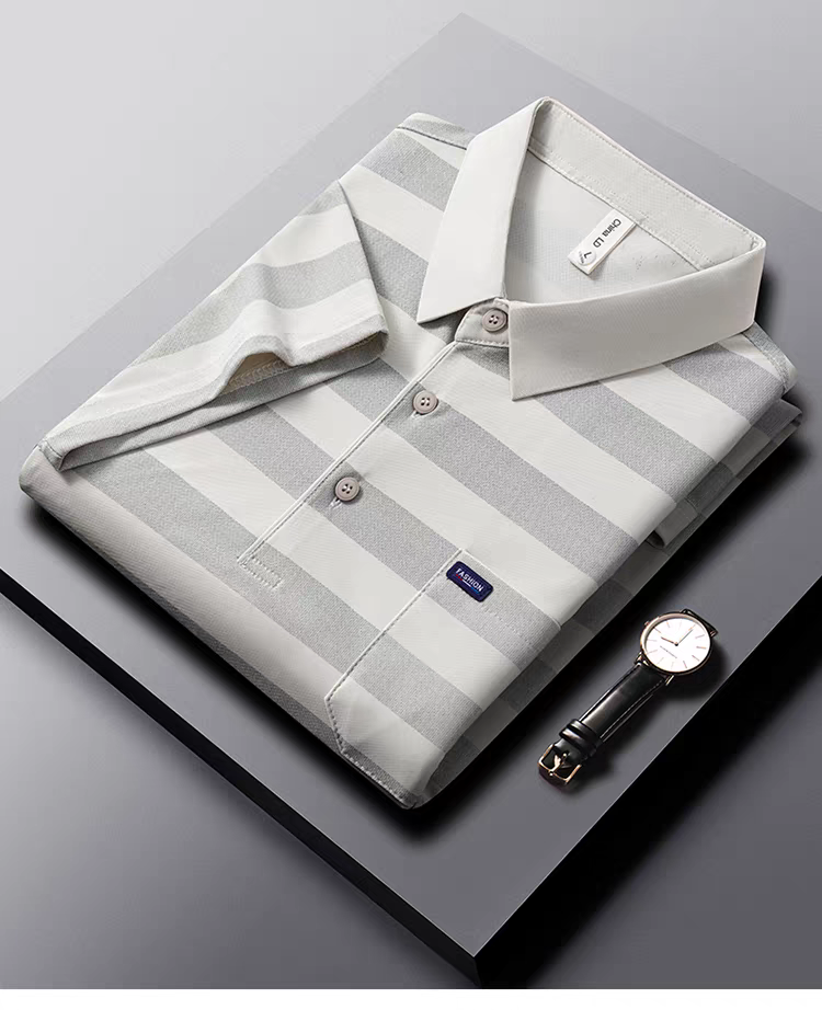 Men's Classic Horizontal Striped Polo T-Shirt