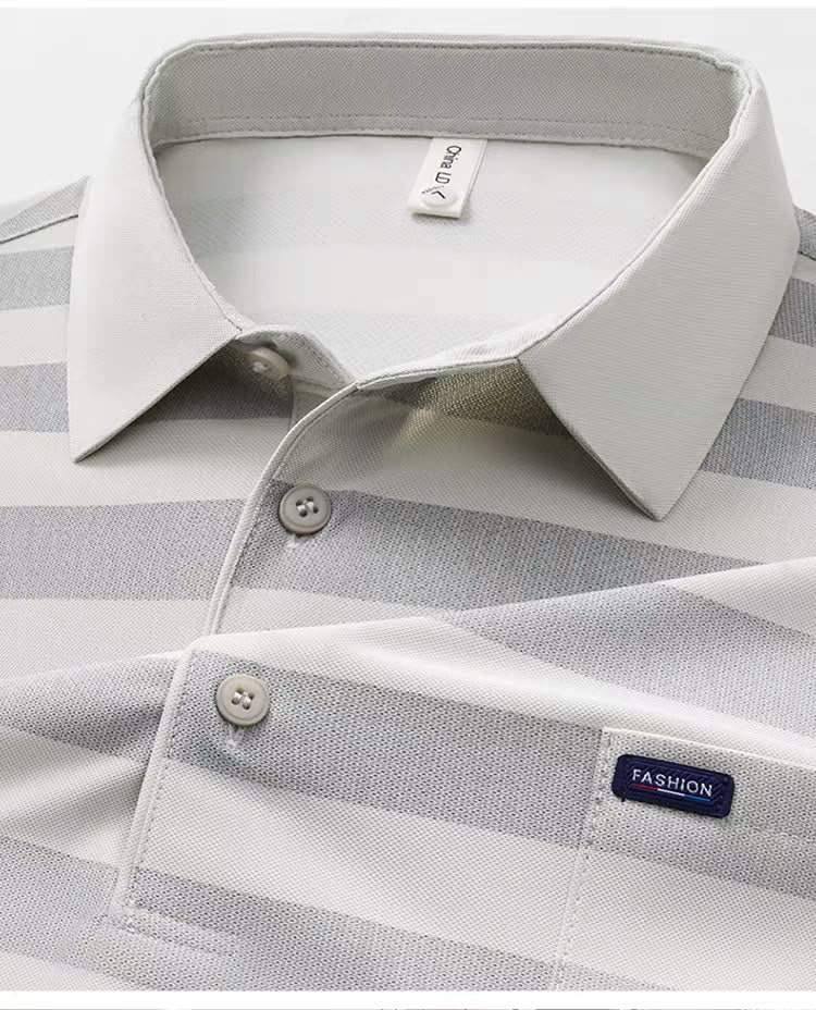 Men's Classic Horizontal Striped Polo T-Shirt